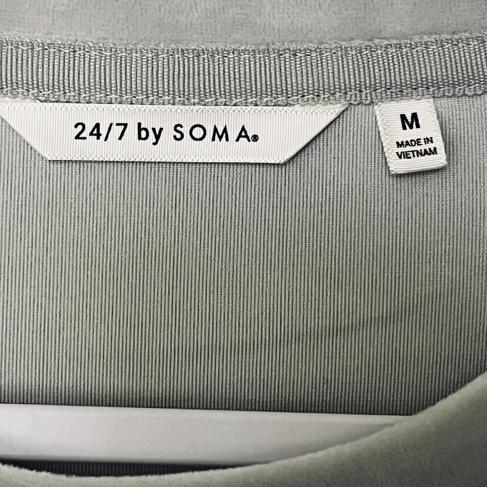 Soma 24/7 Velour Crewneck Sweatshirt & Wide Leg Pants Set Vapor Gray Medium NEW